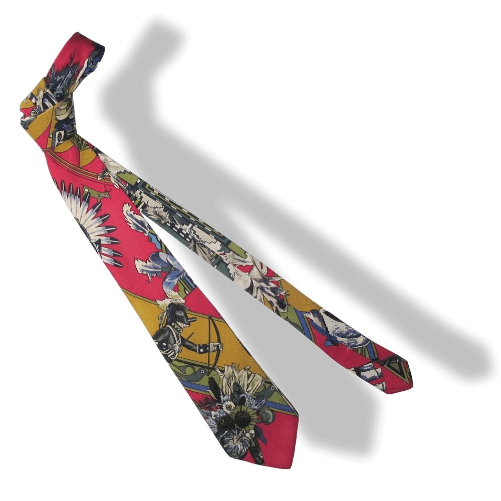 Hermes Kachinas by Kermit Oliver Twill Silk Tie