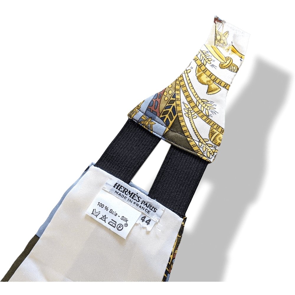 Hermes 1990s Kaki/Gold Tuxedo Twill Silk Adjustable Large Belt, BNEW without Clasp!