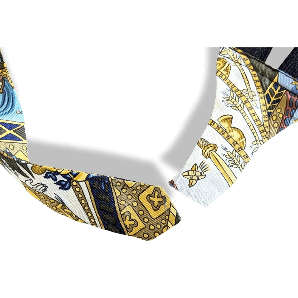 Hermes 1990s Kaki/Gold Tuxedo Twill Silk Adjustable Large Belt, BNEW without Clasp!