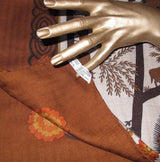 Hermes 1990s Noisette Natural Decoupage Cashmere Shawl 140