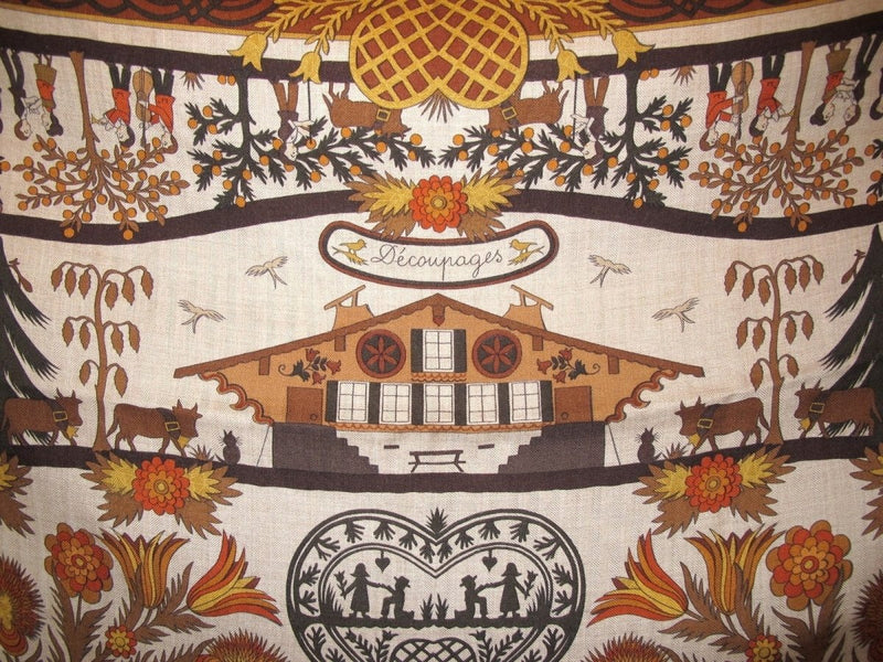 Hermes 1990s Noisette Natural Decoupage Cashmere Shawl 140