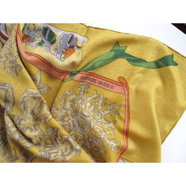 Hermes 1991 Curry Neige D'Antan cashmere shawl