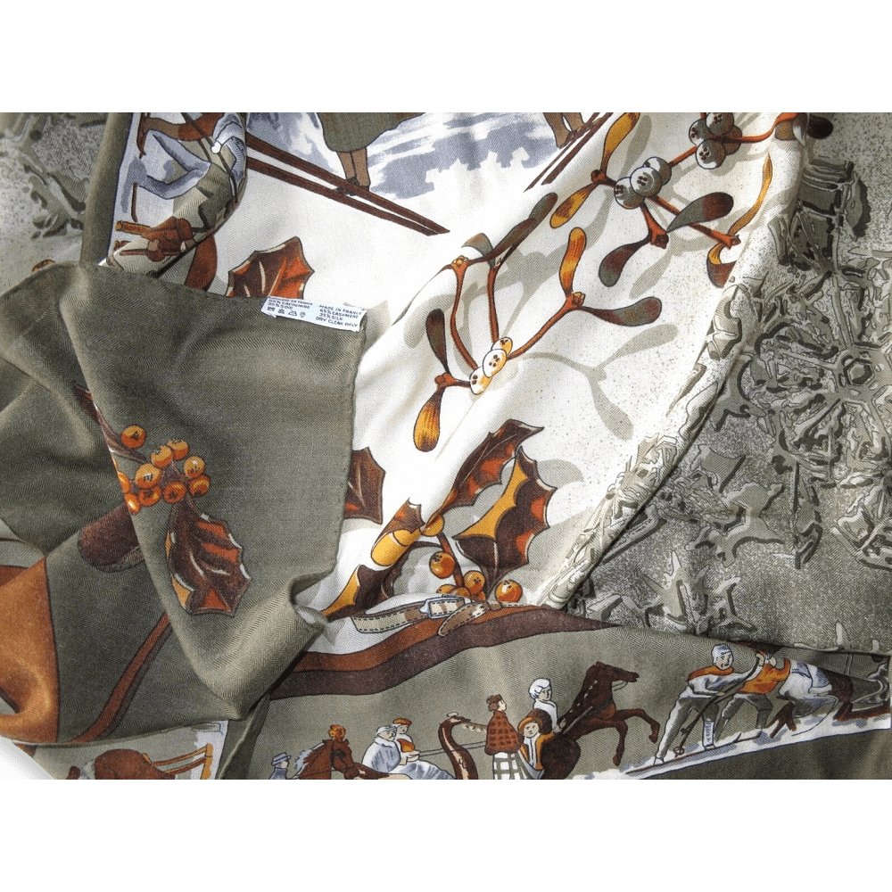 Hermes Neige D'Antan by Caty Latham Cashmere Shawl 140