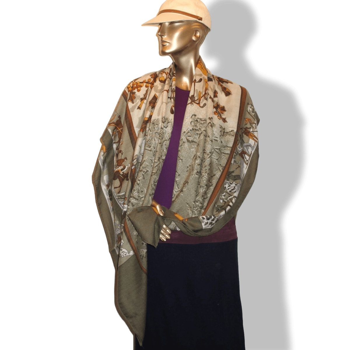 Hermes Neige D'Antan by Caty Latham Cashmere Shawl 140