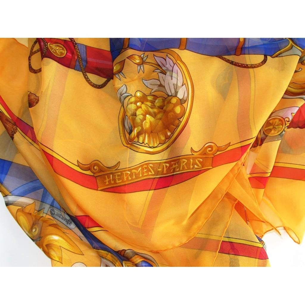 Hermes 1991 Orange/Blue/Red Daimyo Mousseline 140, NIB! - poupishop