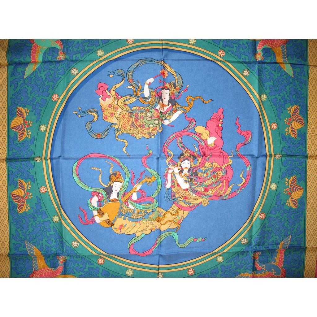 Hermes 1991 Rose Indien Blue Nikko Twill 90, NIB! - poupishop