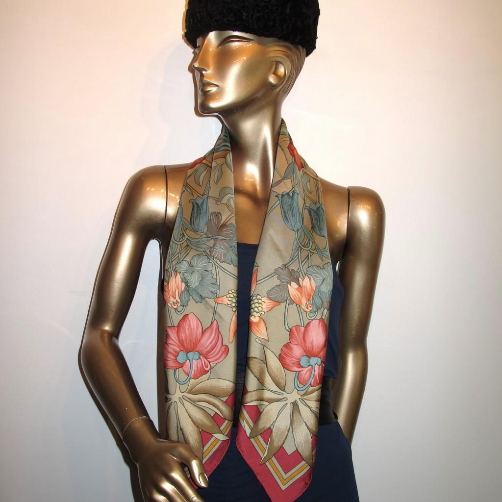 Hermes 1992 goulandris Bronze Fleurs D'Hellade Twill 90