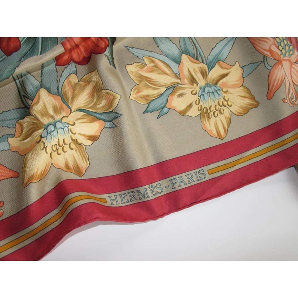 Hermes 1992 Bronze Fleurs D'Hellade Twill 90