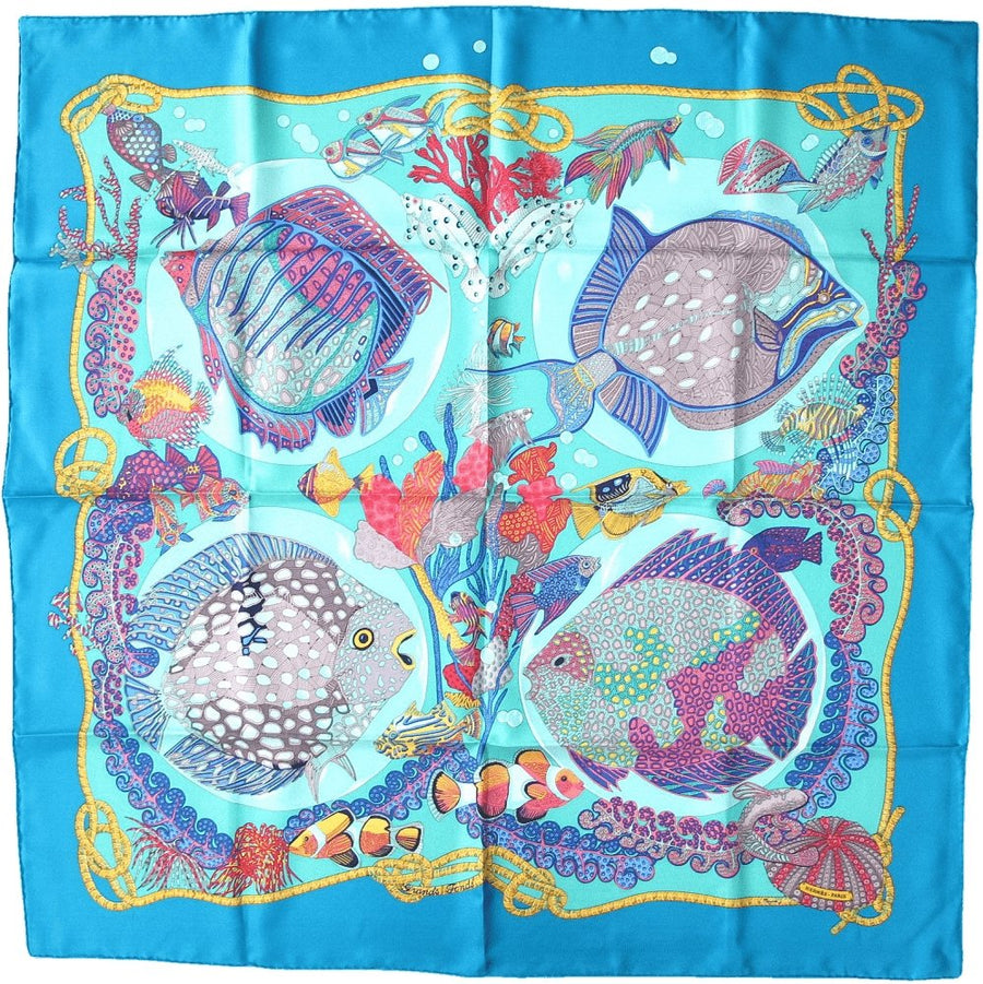 超美品☆HERMES☆麻100%☆一枚仕立て☆アンサンブルジャケット Hermes 1992 First Issue Turquoise Grands Fonds Blanc Matte Overlay