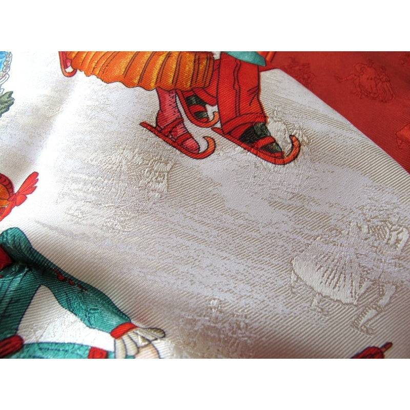 Hermes Joies d'Hiver by J. Metz Jacquard Silk With Blanc Matt Overpirnt Twill 90