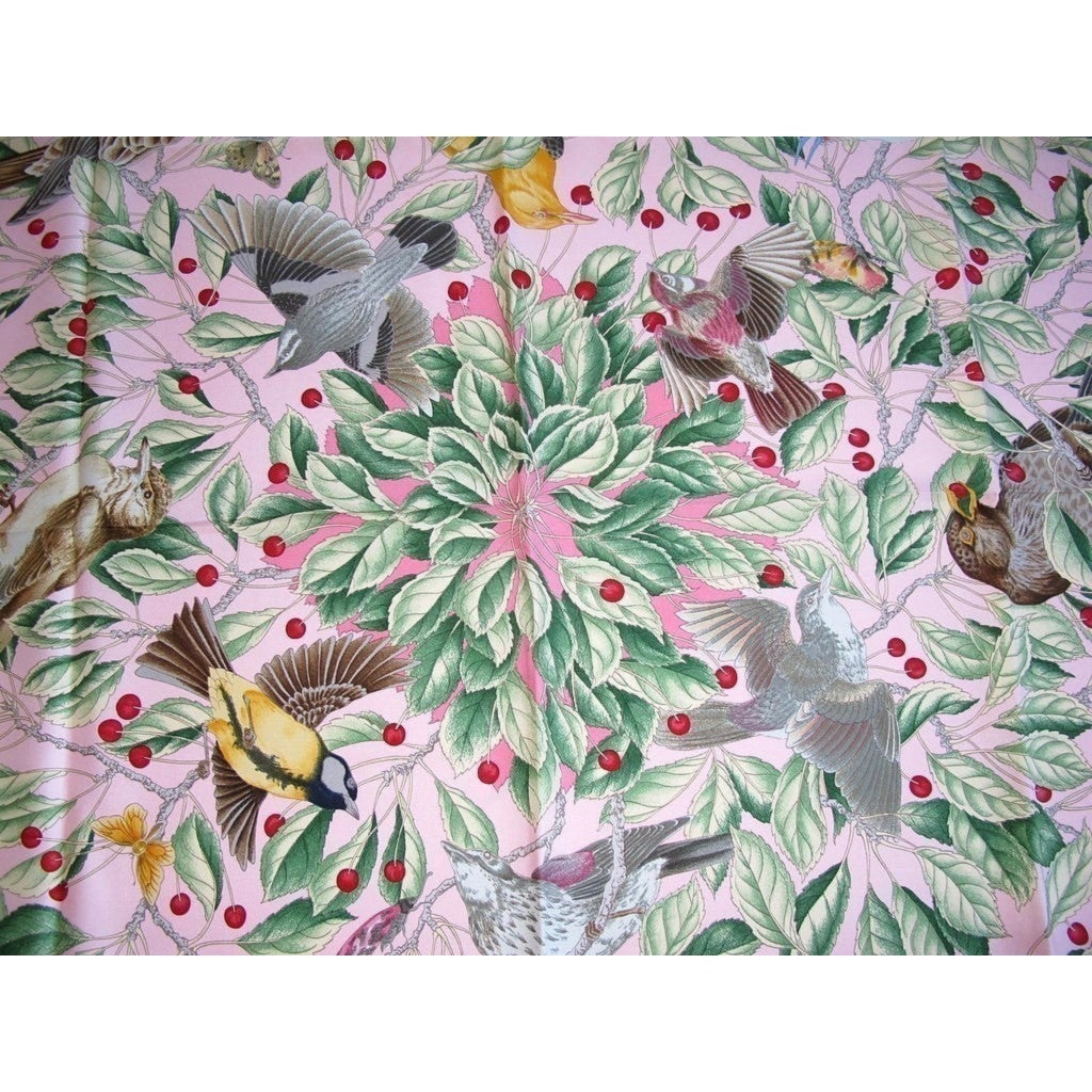 Hermes 1992 Pink Rose Les Merises by Antoine de Jacquelot Twill 90