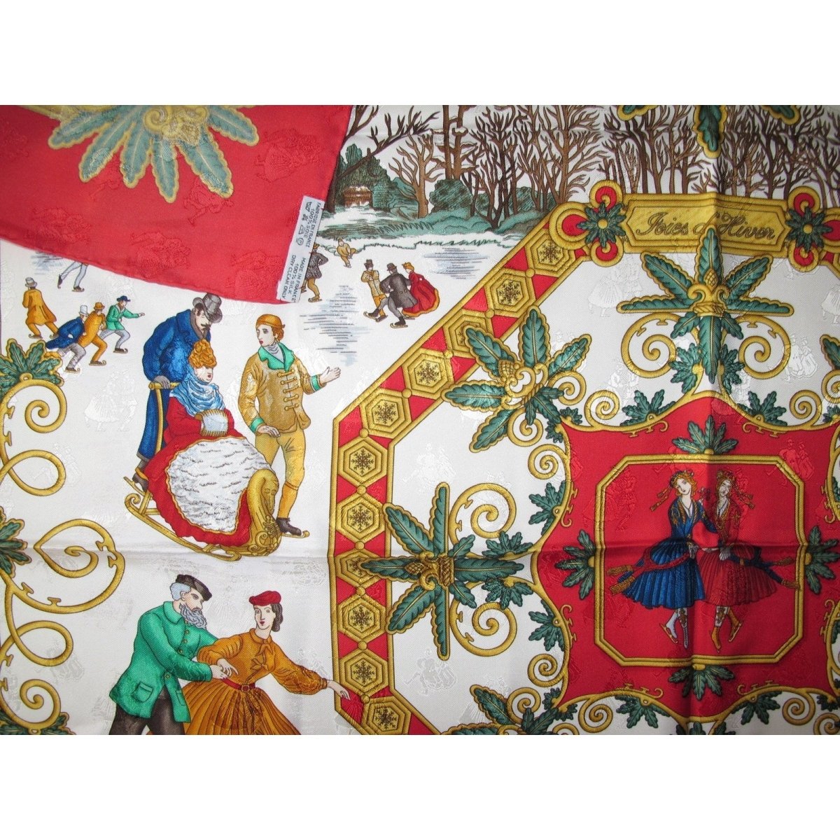 Hermes Joies d'Hiver by J. Metz Jacquard Silk With Blanc Matt Overpirnt Twill 90