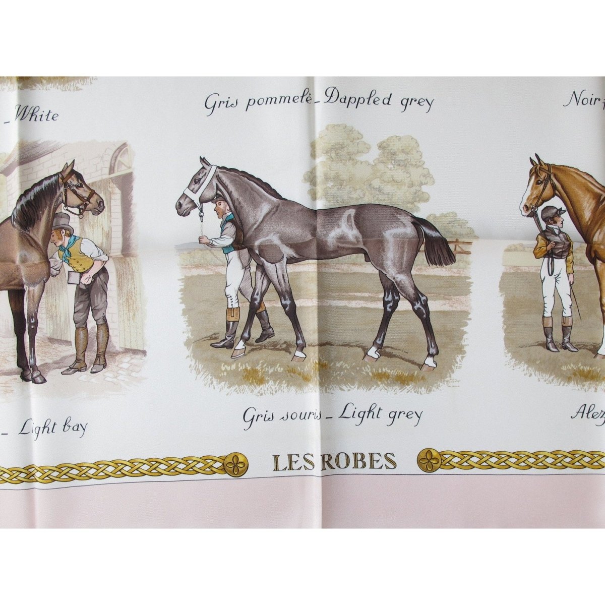 Hermes 1993 Baby Pink Les Robes by Philippe Ledoux Twill 90 with Blanc Matte Overlay, New! - poupishop