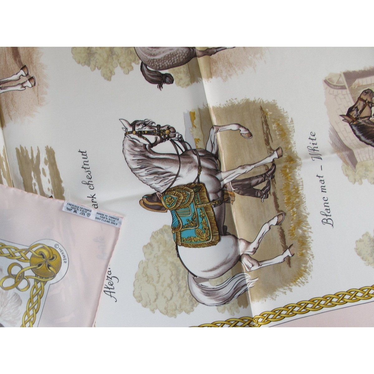 Hermes 1993 Baby Pink Les Robes by Philippe Ledoux Twill 90 with Blanc Matte Overlay, New! - poupishop
