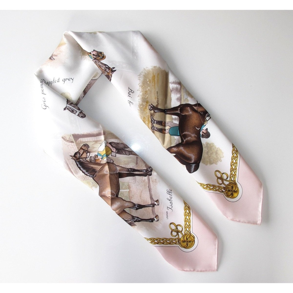 Hermes 1993 Baby Pink Les Robes by Philippe Ledoux Twill 90 with Blanc Matte Overlay, New! - poupishop