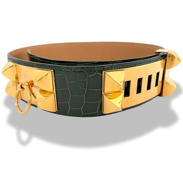 Hermes 1993 Collier de Chien Crocodile Belt