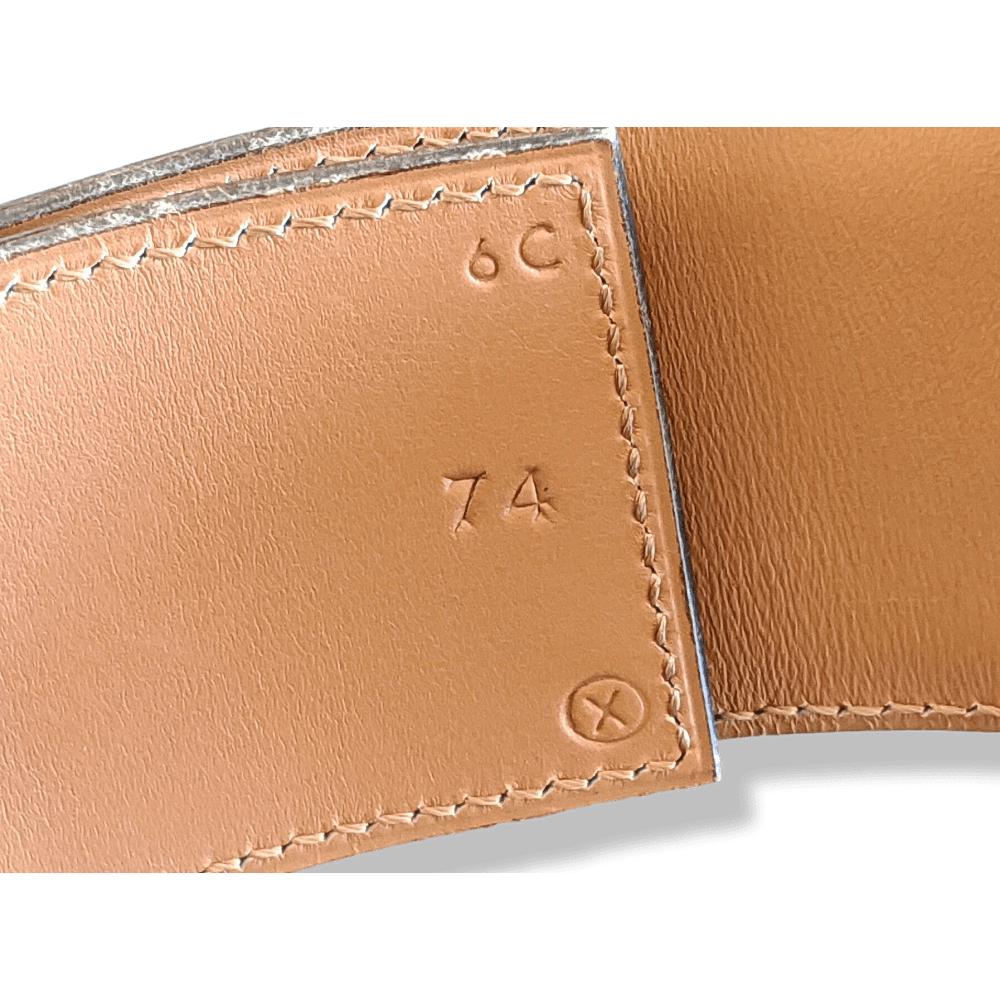 Hermes 1994 Anis Green Crocodile COLLIER DE CHIEN Complete Belt GM Sz 74, Mint in Box! - poupishop