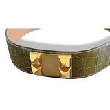 Hermes 1994 Anis Green Crocodile COLLIER DE CHIEN Complete Belt GM Sz 74, Mint in Box! - poupishop