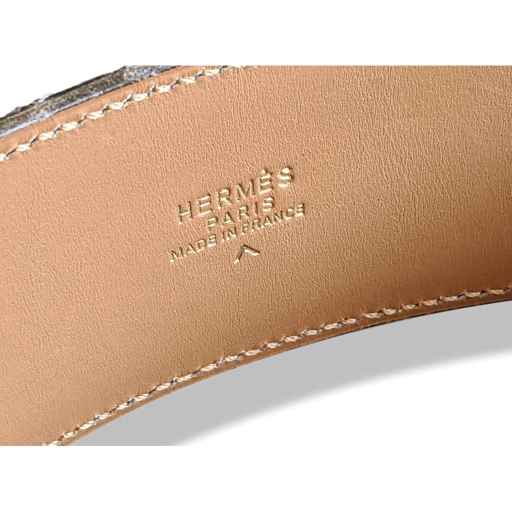 Hermes 1994 Anis Green Crocodile COLLIER DE CHIEN Complete Belt GM Sz 74, Mint in Box! - poupishop