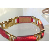 Hermes 1994 Red Lizard/Plated Gold Place Beauvau Bracelet, Box! - poupishop