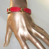 Hermes 1994 Red Lizard/Plated Gold Place Beauvau Bracelet, Box! - poupishop