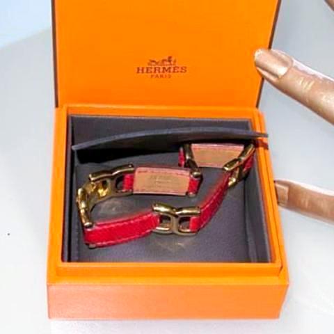 Hermes Red Lizard Bracelet Place Beauveau