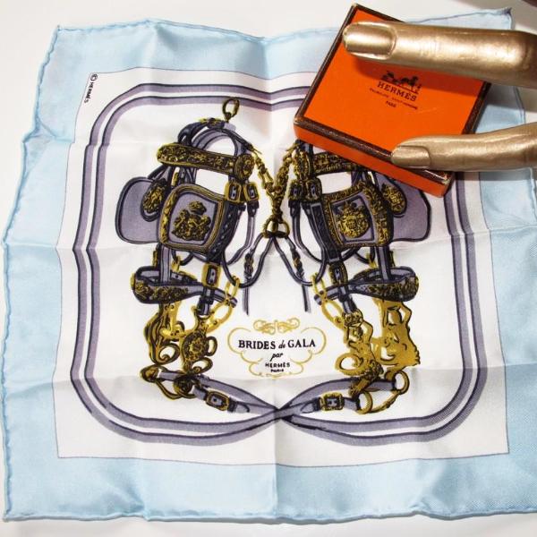 Hermes Blue Brides de Gala Bleuette Scarf 9"