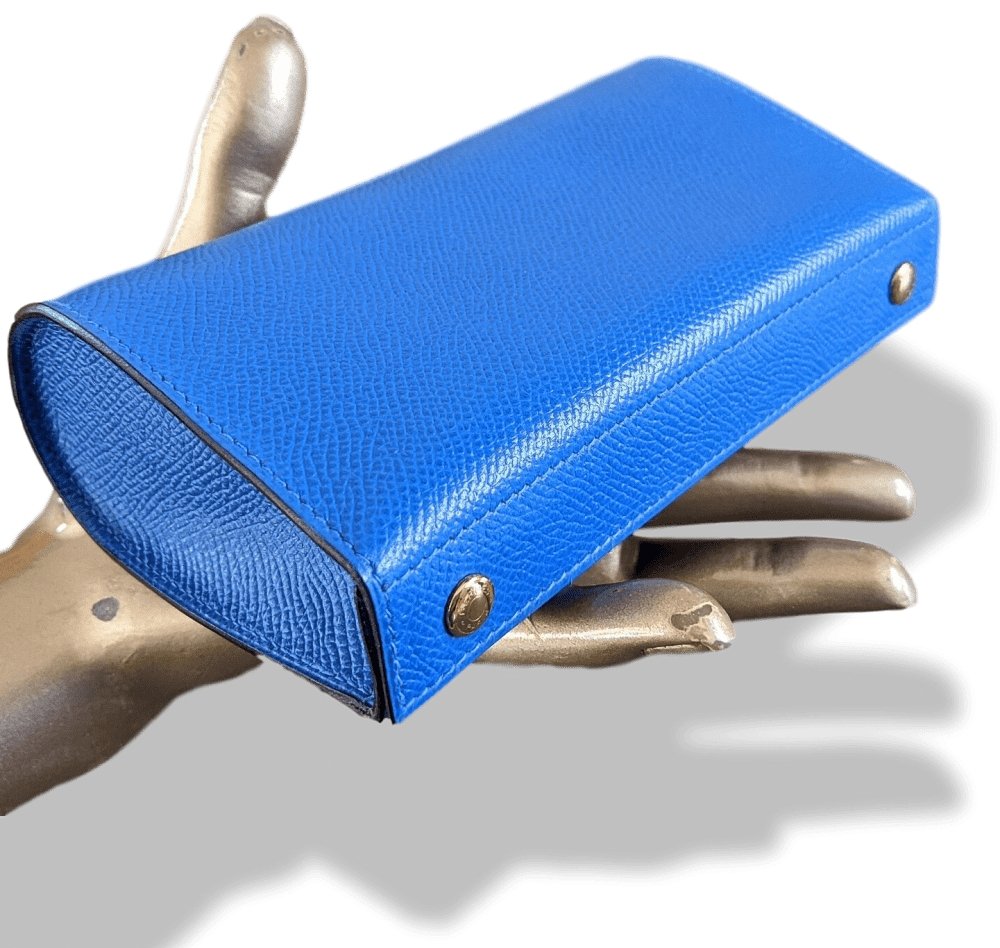 Hermes 1995 Blue Gulliver Clafskin TROUSSE KARO PM Cosmetic Bag Pochette, BNWTIB!