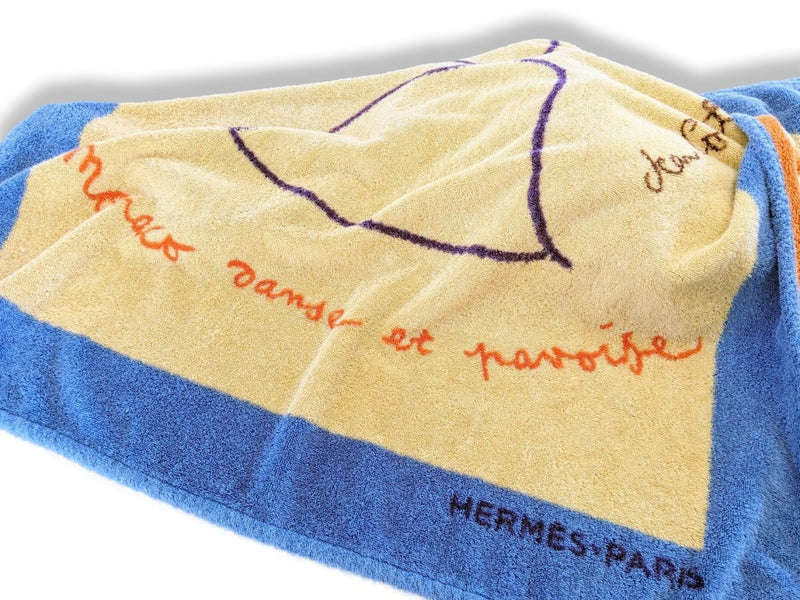 Hermes 1995 Special Issue Beach Towel MONACO DANSE ET PAVOISE by Jean Cocteau, Rare!