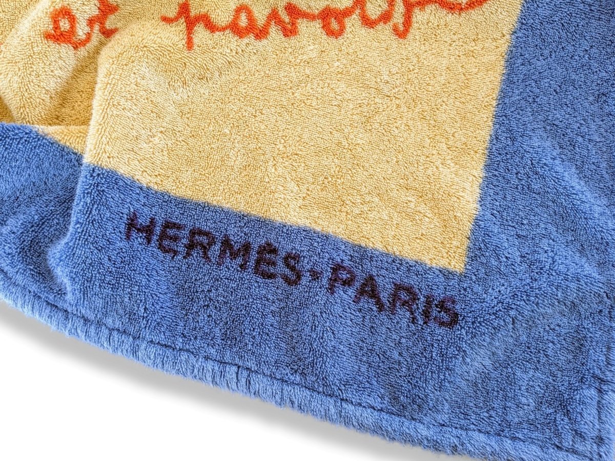 Hermes 1995 Special Issue Beach Towel MONACO DANSE ET PAVOISE by Jean Cocteau, Rare!