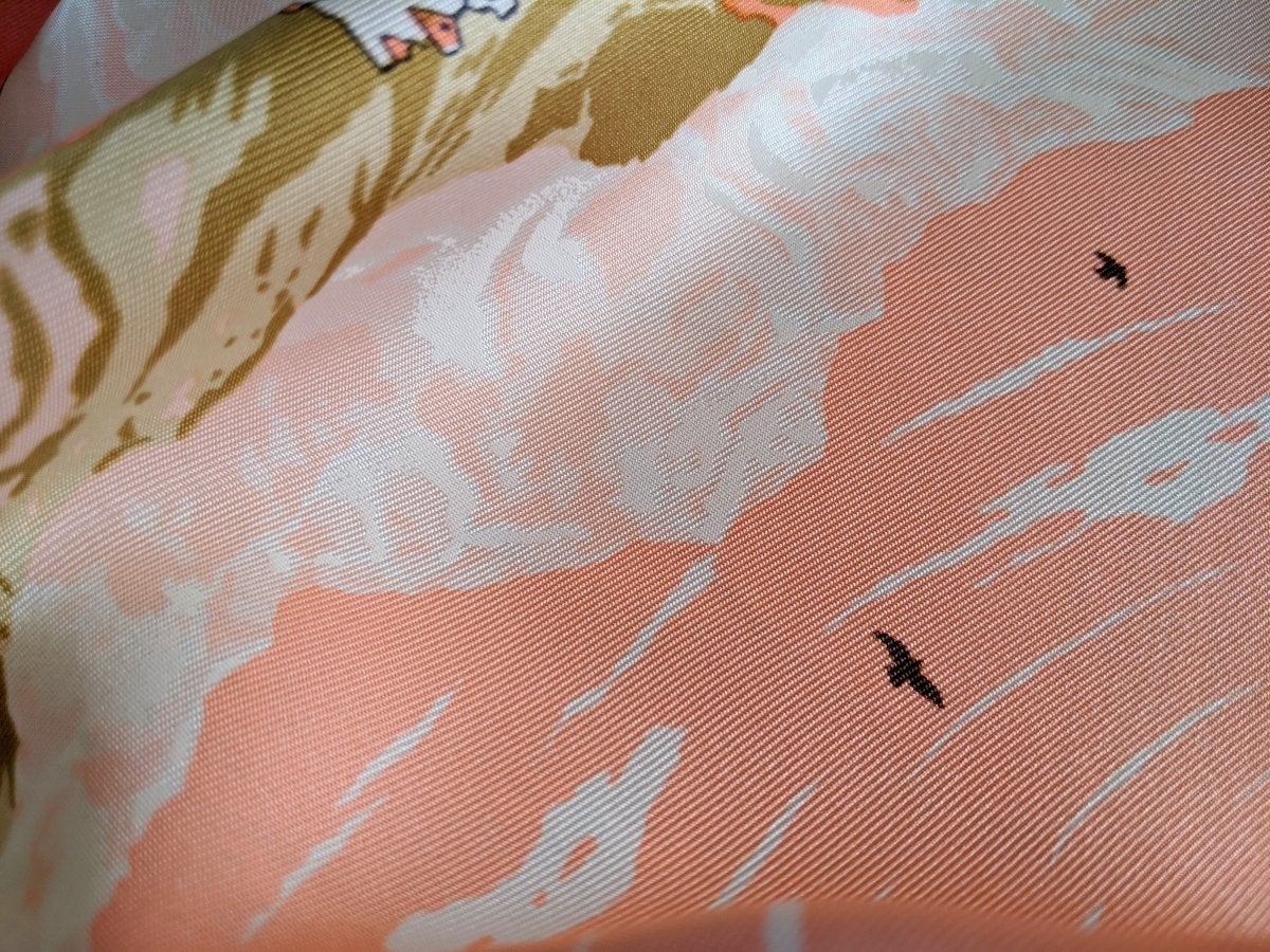 Hermes 1996 Pink Prieres au Vent by Dimitri Rybal with Blanc Matte Overlay Twill 90