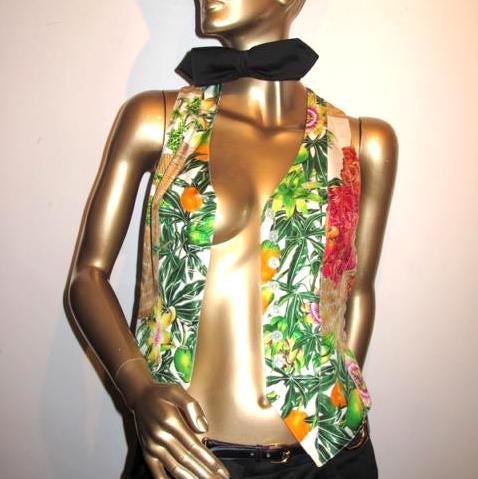 Hermes 1996 Print Silk Passiflores Sleeveless Vest Sz36 - poupishop