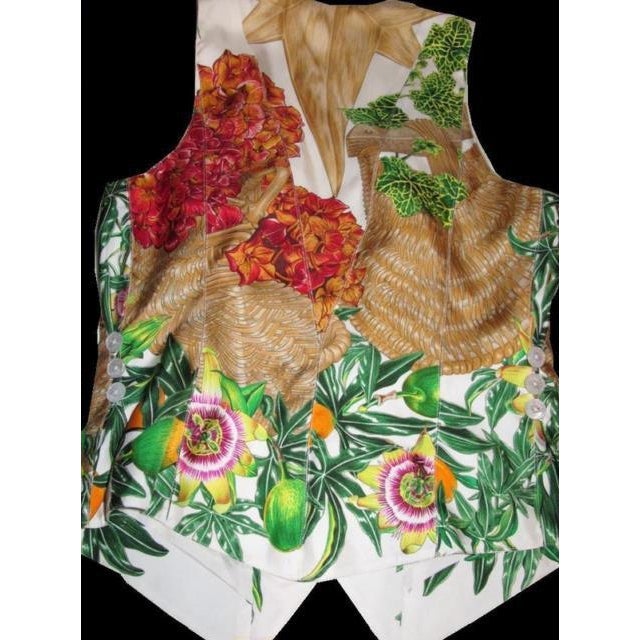 Hermes 1996 Print Silk Passiflores Sleeveless Vest 
