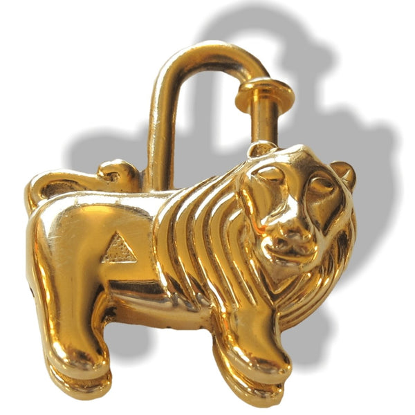 Hermes Lion Motif 1997 Limited Cadena Lock Bag Charm Gold-plated 78441
