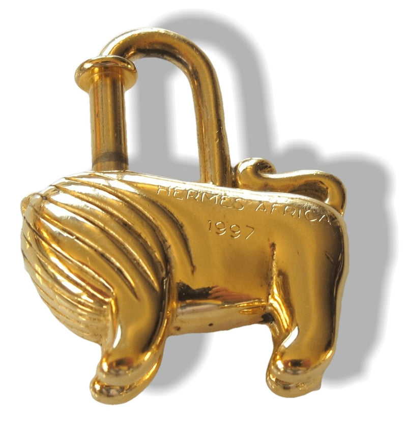 Hermes Lion Motif 1997 Limited Cadena Lock Bag Charm Gold-plated 78441
