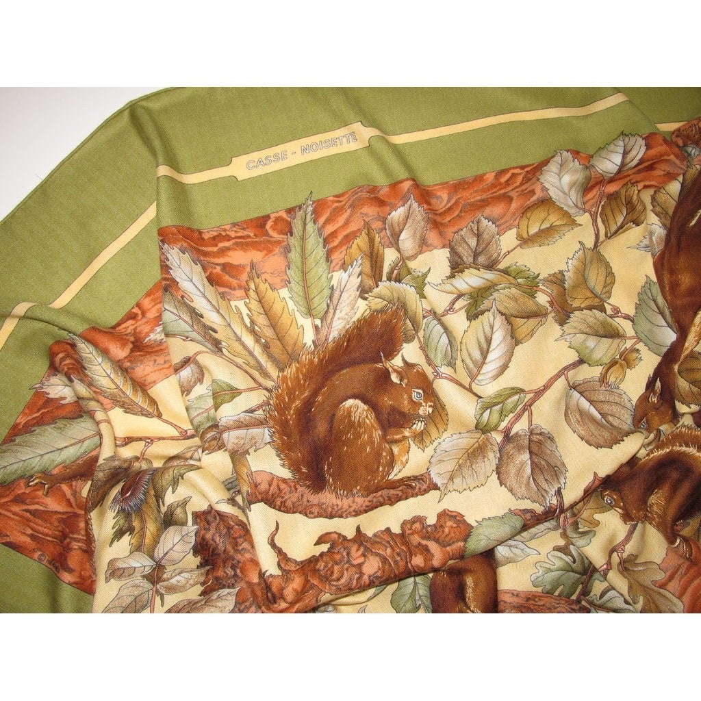 Hermes 1997 Olive Casse-Noisette Shawl 140