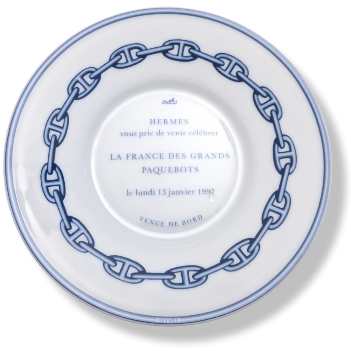 Hermes 1997 Porcelain Invitation VIP Chaine d'Ancre Small Plate Vide-Poche, Rare!
