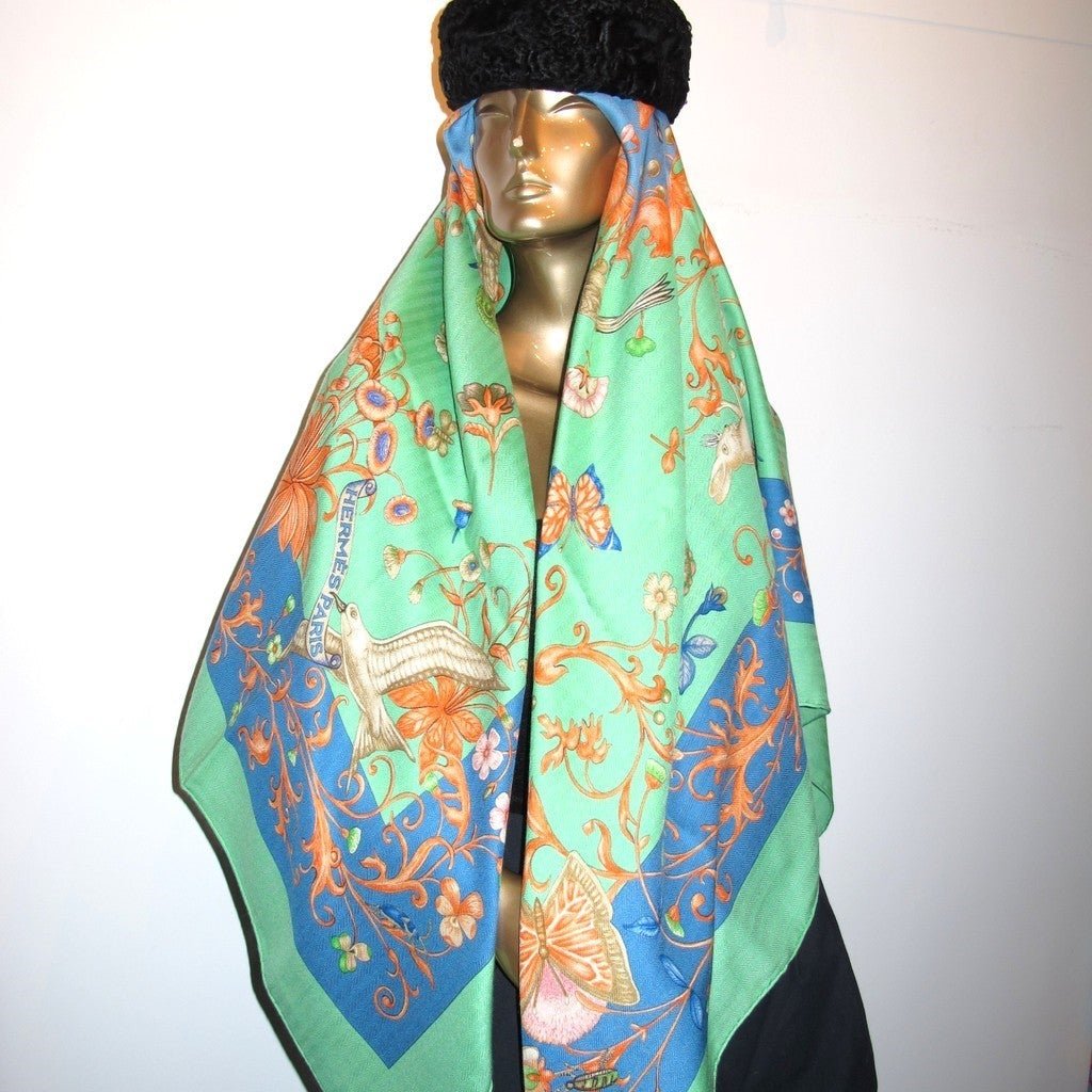 Hermes 1998 L'Heure du Printemps Cashmere Shawl Rare by Nidaka