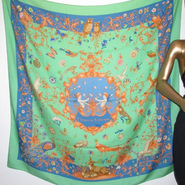 Hermes 1998 L'Heure du Printemps Cashmere Shawl Rare by Nidaka