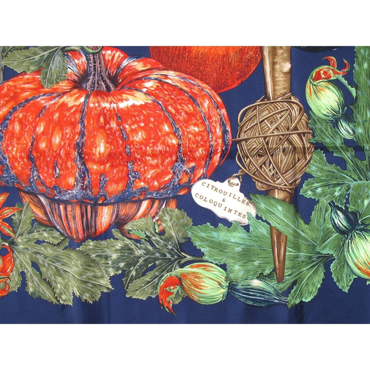 Hermes Citrouilles et Coloquintes by Valerie Dawlat with Blanc Matt Overlay Twill 90