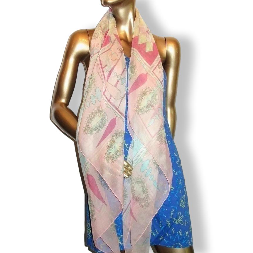 Hermes 1998 Rose/ Aqua Paridaiza by Eugene Brunelle Mousseline 140, Rare!