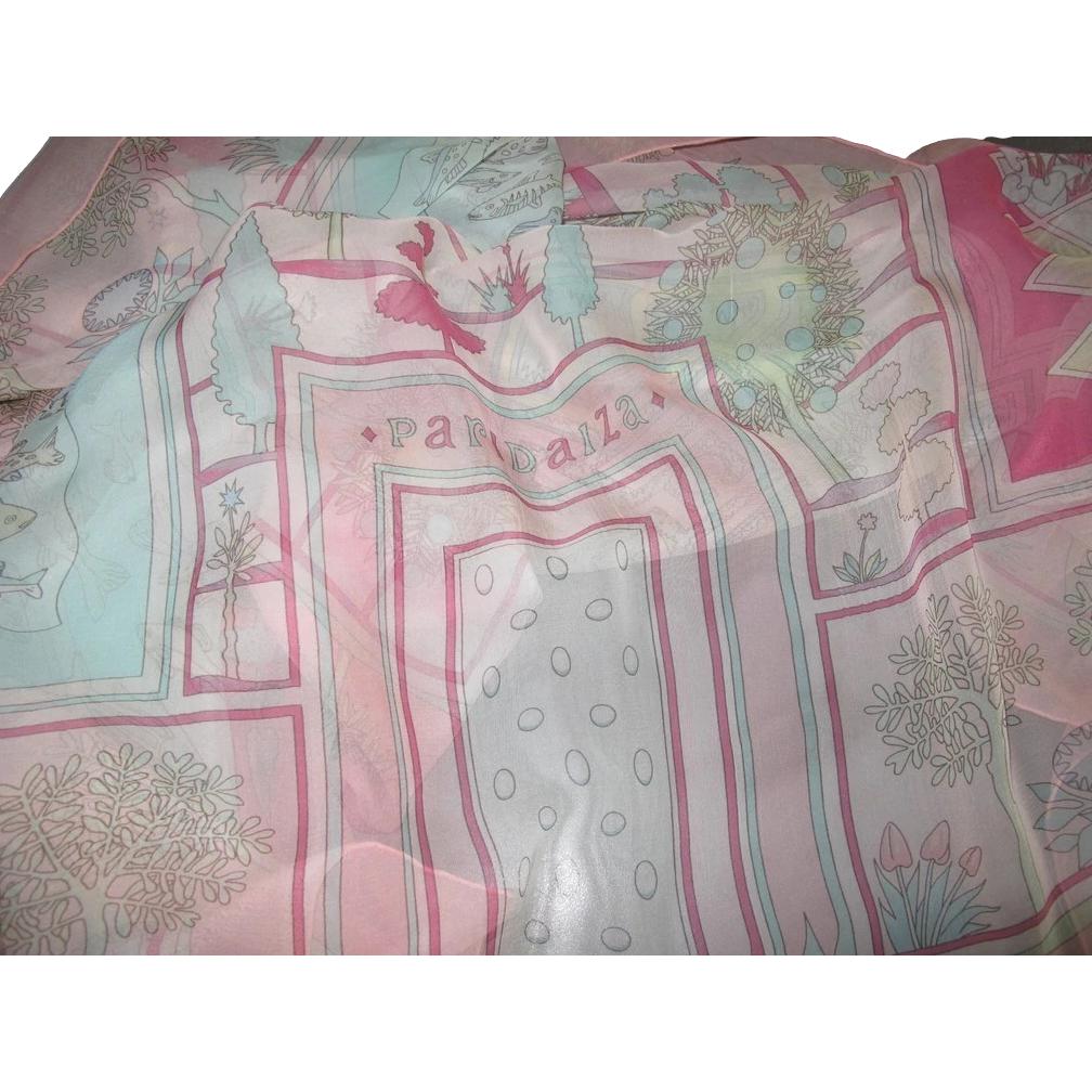 Hermes 1998 Rose/ Aqua Paridaiza by Eugene Brunelle Mousseline 140, Rare!