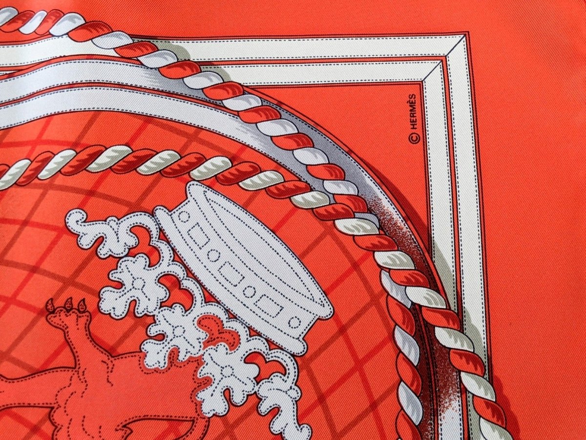 Hermes 1998 Rouge/Gris Special Issue 100 ANS SOCIETE SUISSE EN FRANCE by Henri d'Originy Crispy Twill 90, NIB!