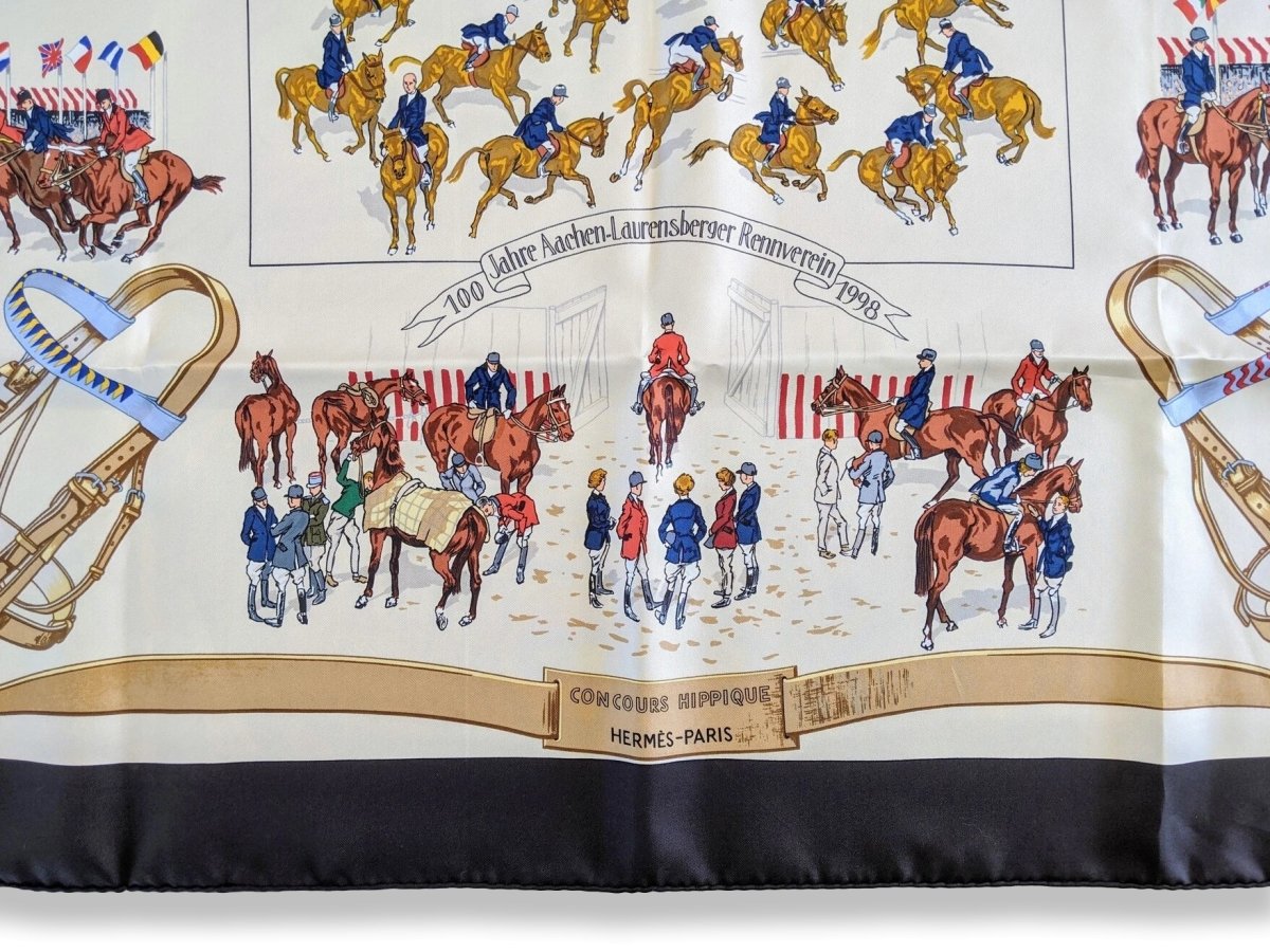 Hermes 1998 Special Issue 100 Jahre Aachen- Laurensberger Rennverein CONCOURS HIPPIQUE by Lamotte Twill 90, RARE, New!
