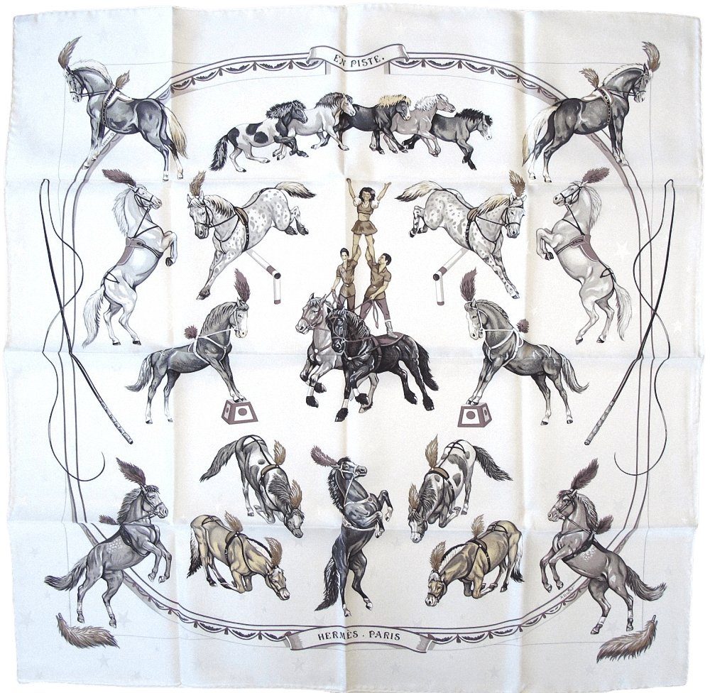 Hermes En piste Jacquard of Stars Silk with Overlay Twill 90