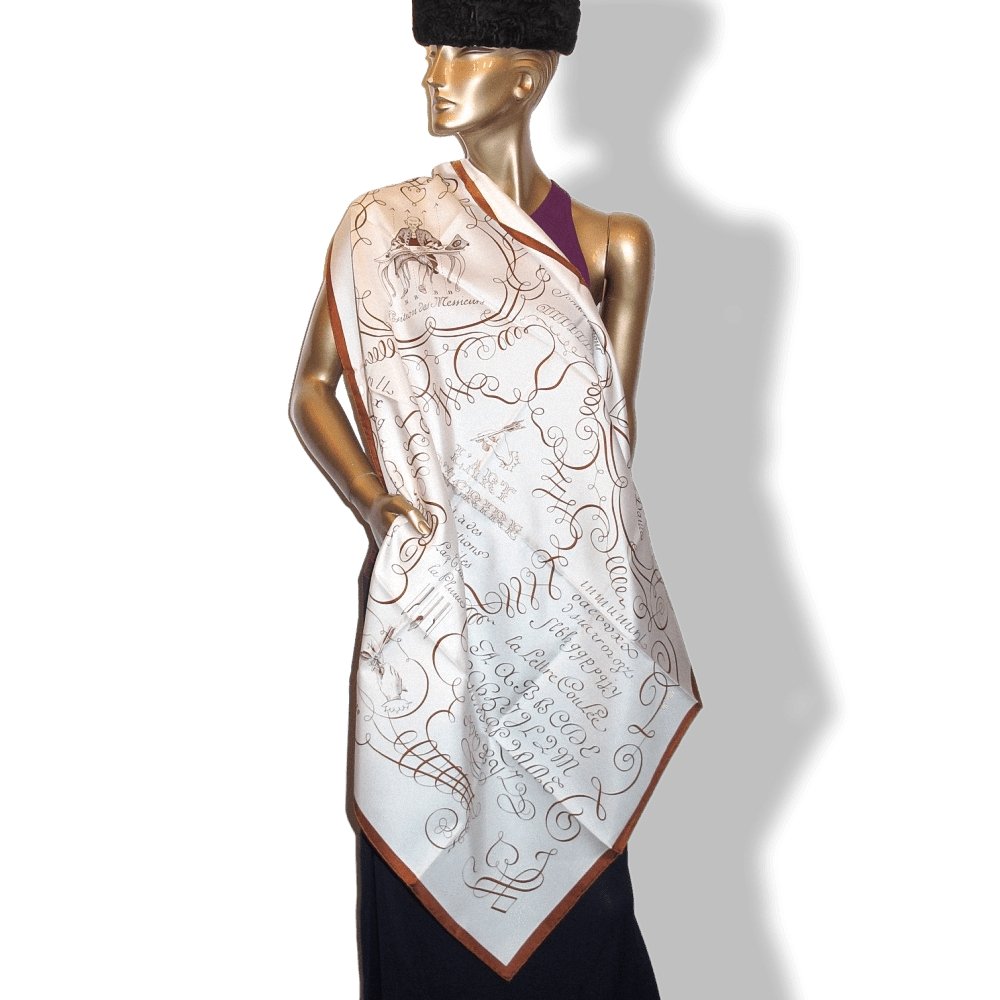 Hermes Callygraphy L'Art d'Ecrire Twill Silk 90