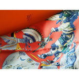 Hermes 1999 Orange/Blue Danses des Indiens Blanc Matte Overlay Twill 90, NIB! - poupishop