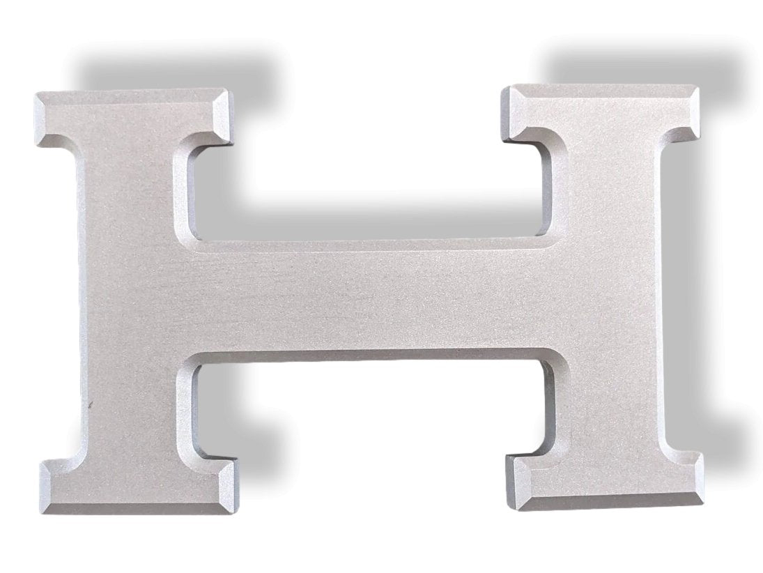 Hermes (2) Matt Silver Buckle of Belt H 32mm, New in Pochette!