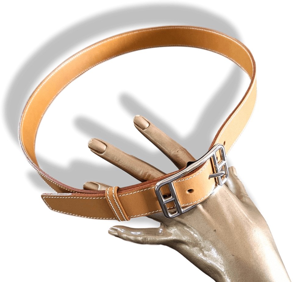 Hermes [20] 2003 Natural Box Palladium CAPE COD REVERSIBLE Complete Belt 32 mm, BNIB! - poupishop