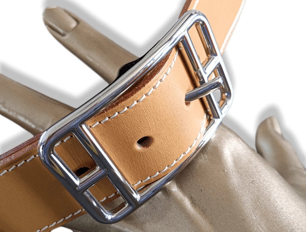 Hermes [20] 2003 Natural Box Palladium CAPE COD REVERSIBLE Complete Belt 32 mm, BNIB! - poupishop